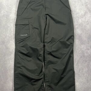 MARMOT Snow Pants Mens Large Size Black Ski Nylon Shell Cargo Pocket